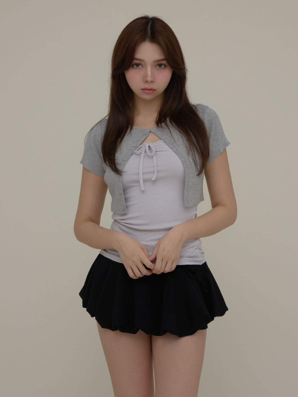 トップス AM1296 Ami shirring logo tops andmary ANDMARY】Vickey set tops