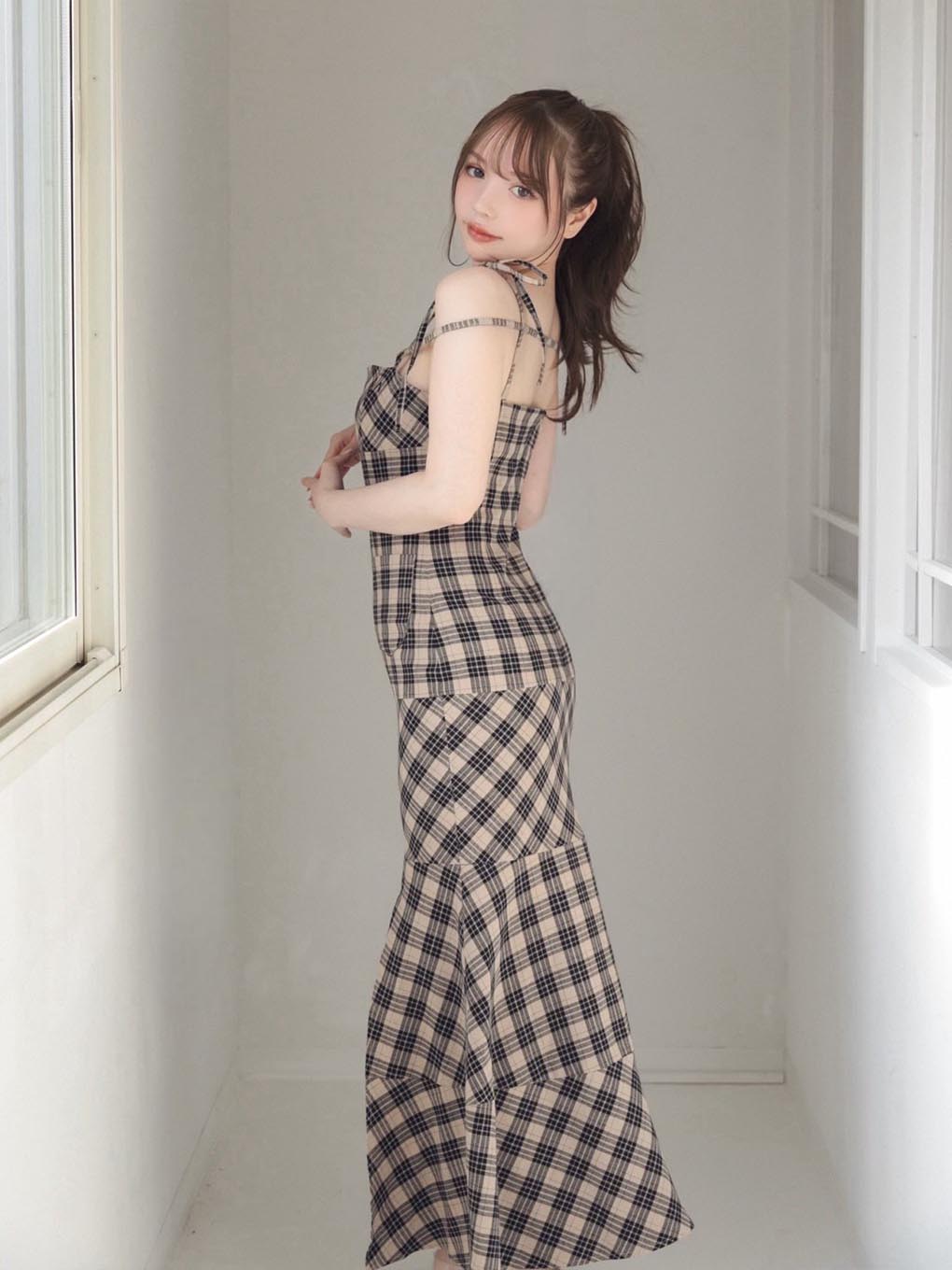 andmary・Cecily check long dressファッション