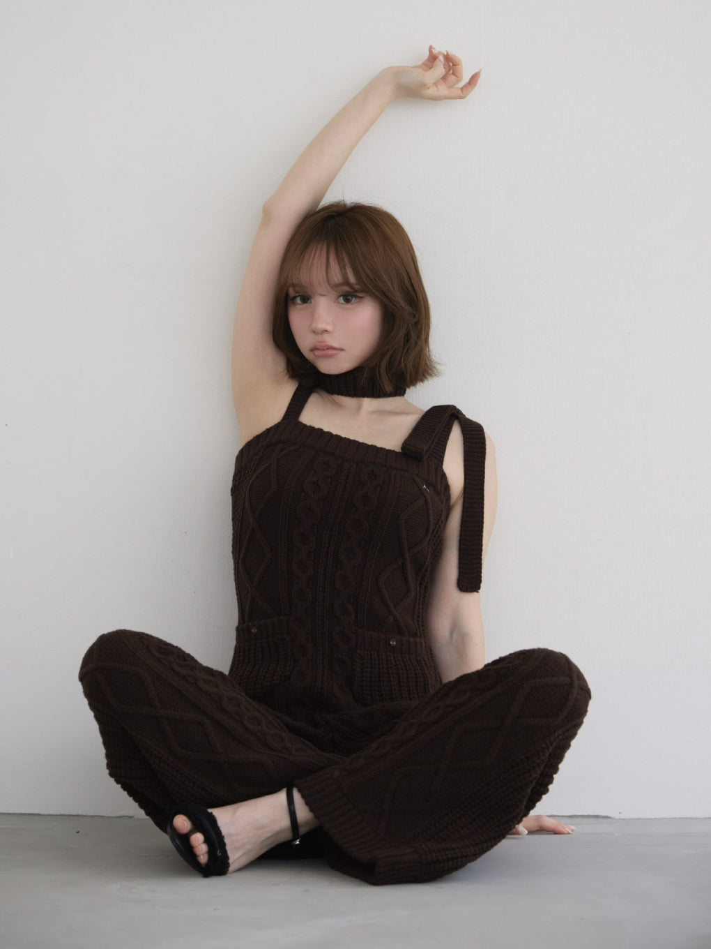 Cable knit rompers