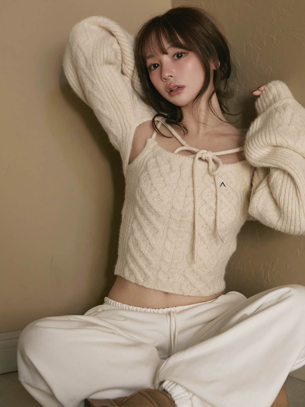 Heart cable knit set