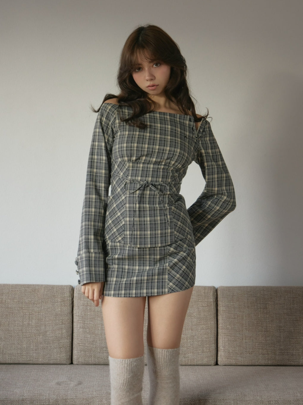 新作最安値　andmary Adel check set up ANDMARY】Adel check set up