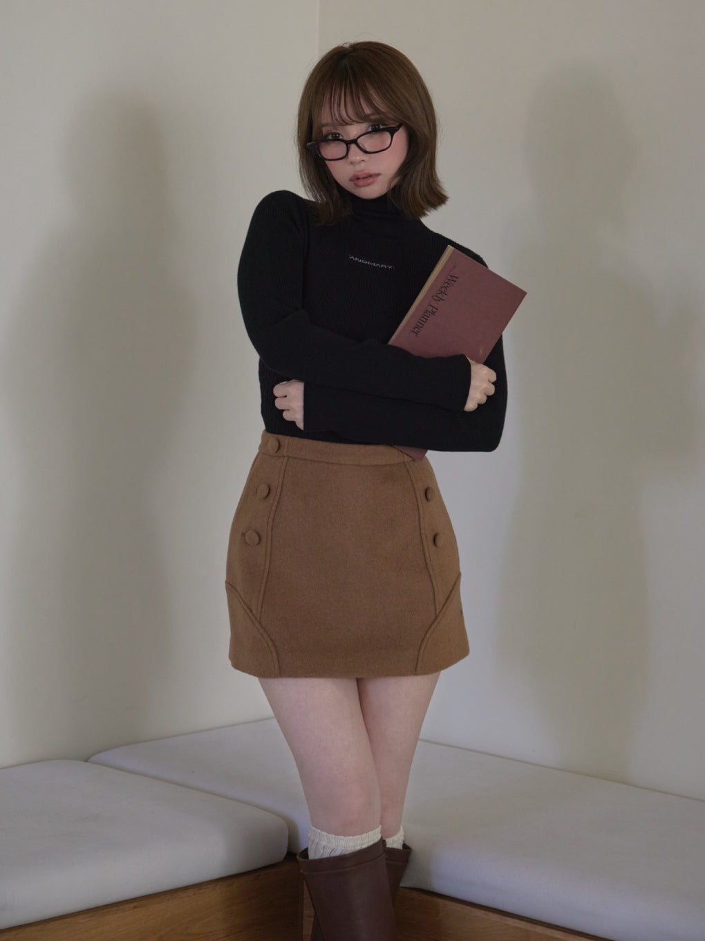 Jacquard turtleneck tops