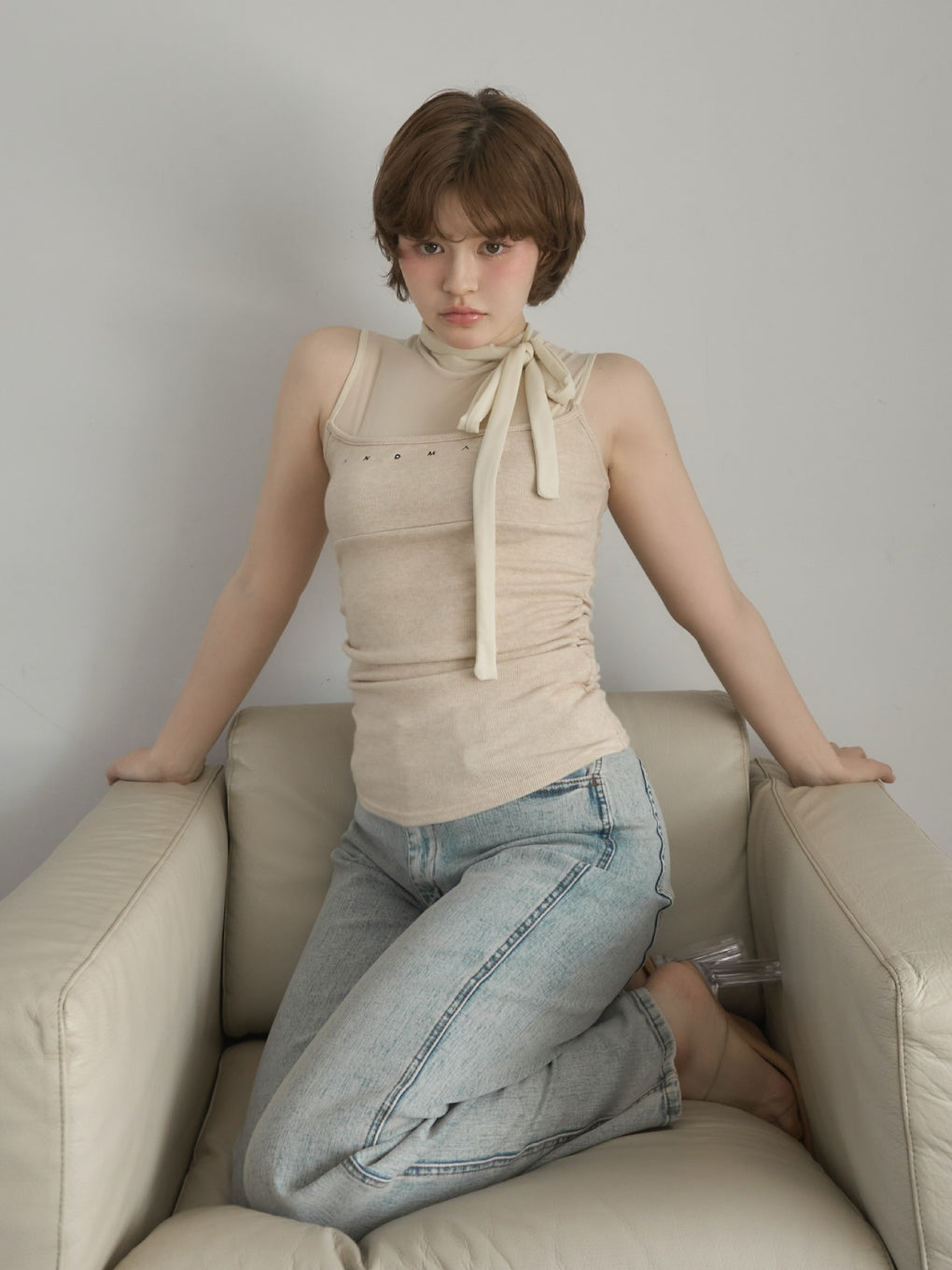 【最安】Andmary AM1810 Mary logo ribbon tank ANDMARY】Mary logo ribbon tank