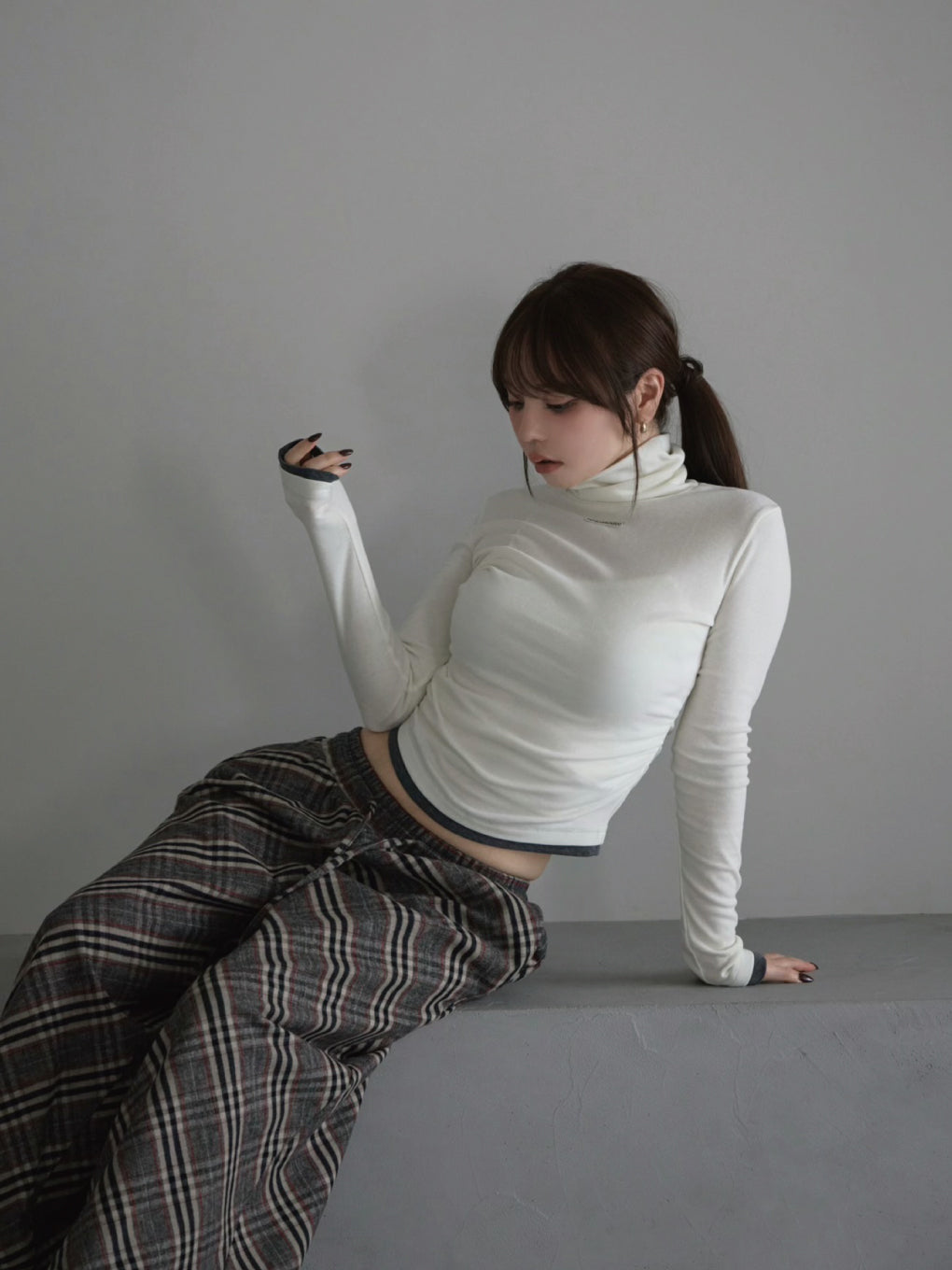パンツ andmary Monica check loose pants ANDMARY】Monica check loose pants