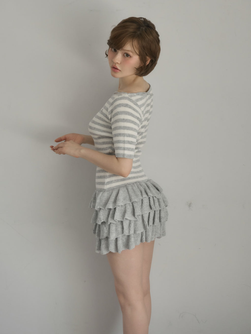 ANDMARY】Rachel knit frill mini dress