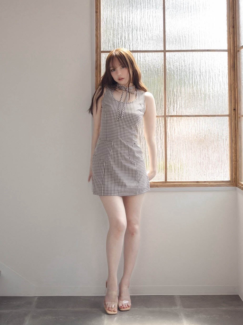 andmary Natalie check mini dress beige現在最安値です