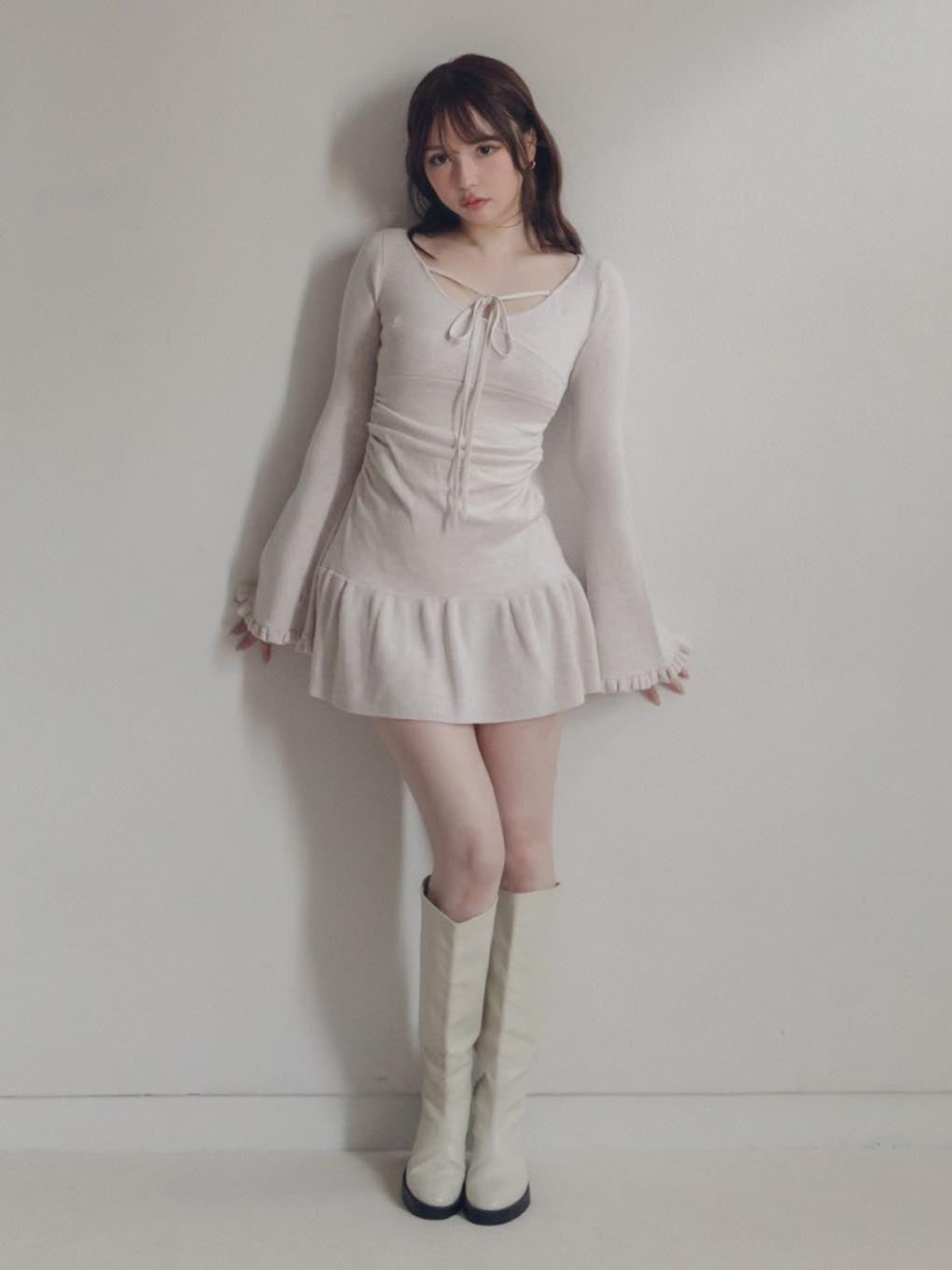 Fleur knit mini dress Andmary ベージュ 新品未開封