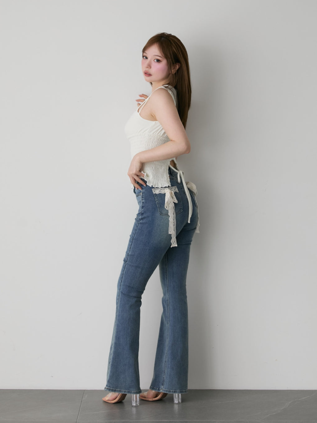トップス ANDMARY Ami shirring logo tops ANDMARY】Ami shirring logo tops