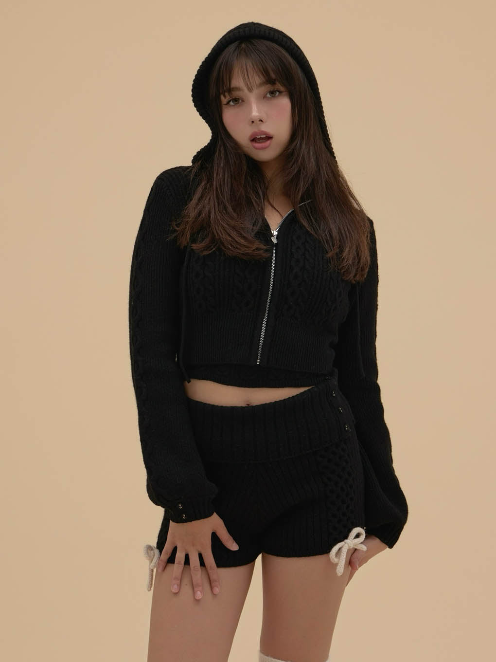 Milk ribbon knit set up