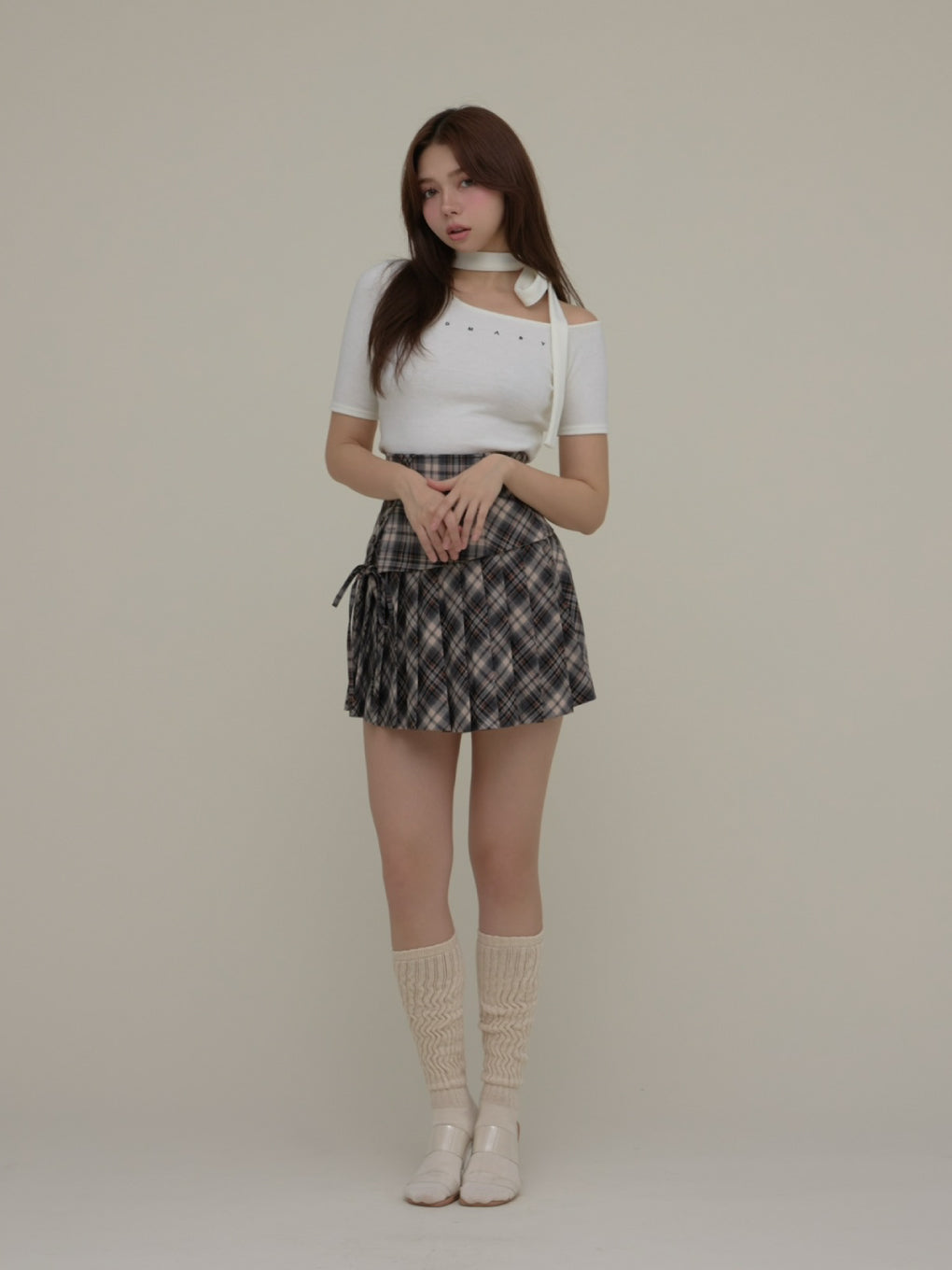 ANDMARY】Nana ribbon oneshoulder tops