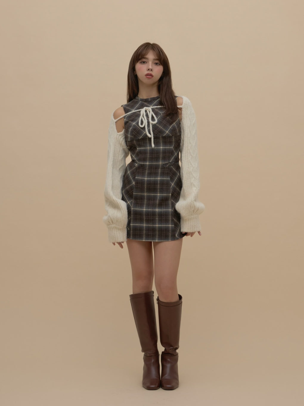 ANDMARY】Mimi check set mini dress