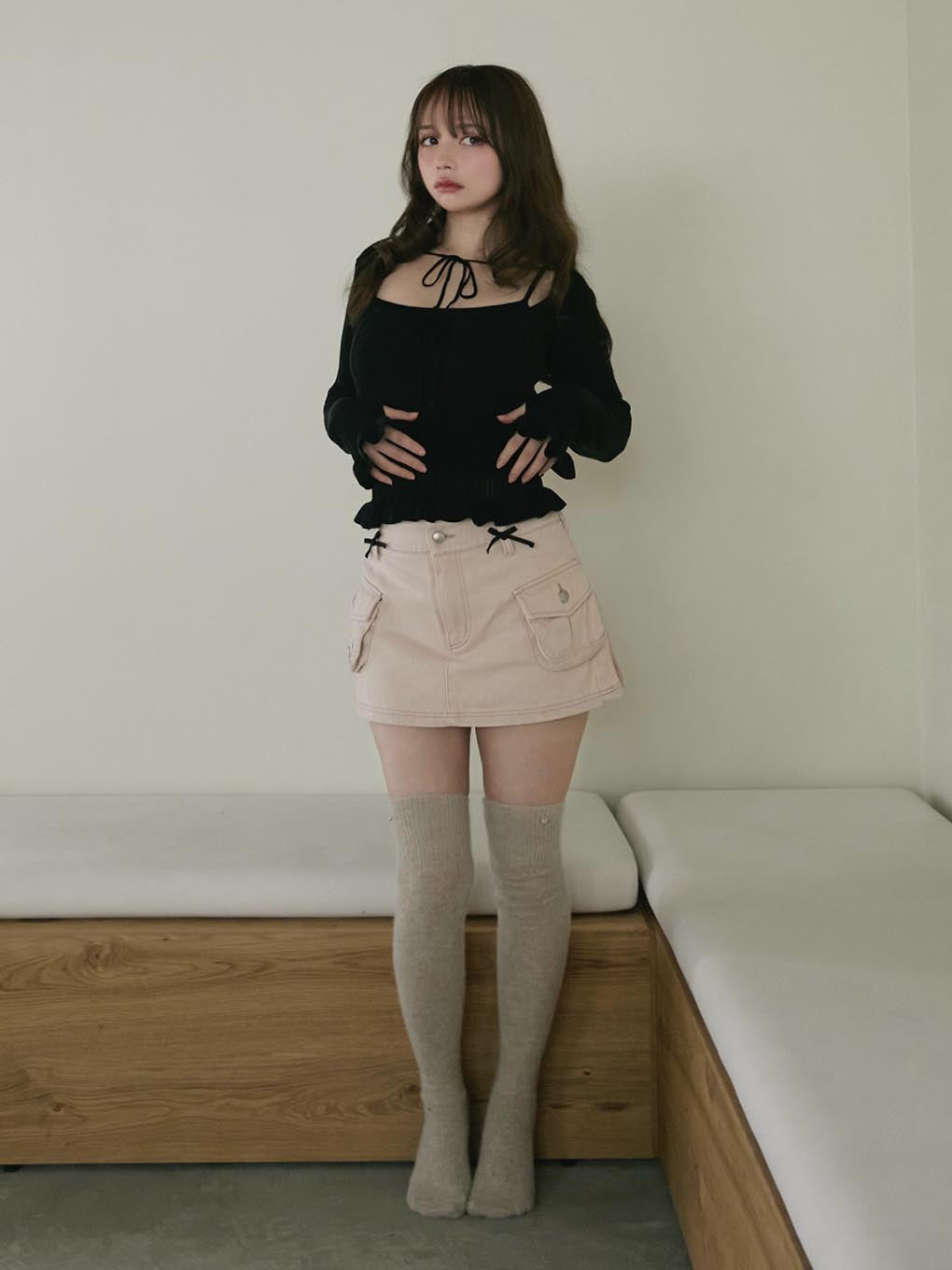 ANDMARY】Baby ribbon mini skirt