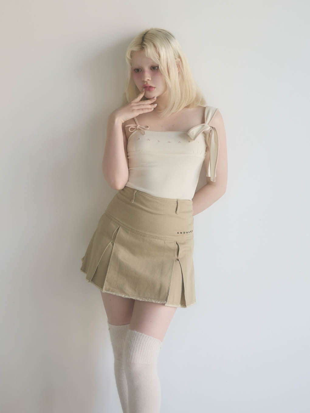 即日発送アイボリーCotton ribbon tank andmary Cotton ribbon tank