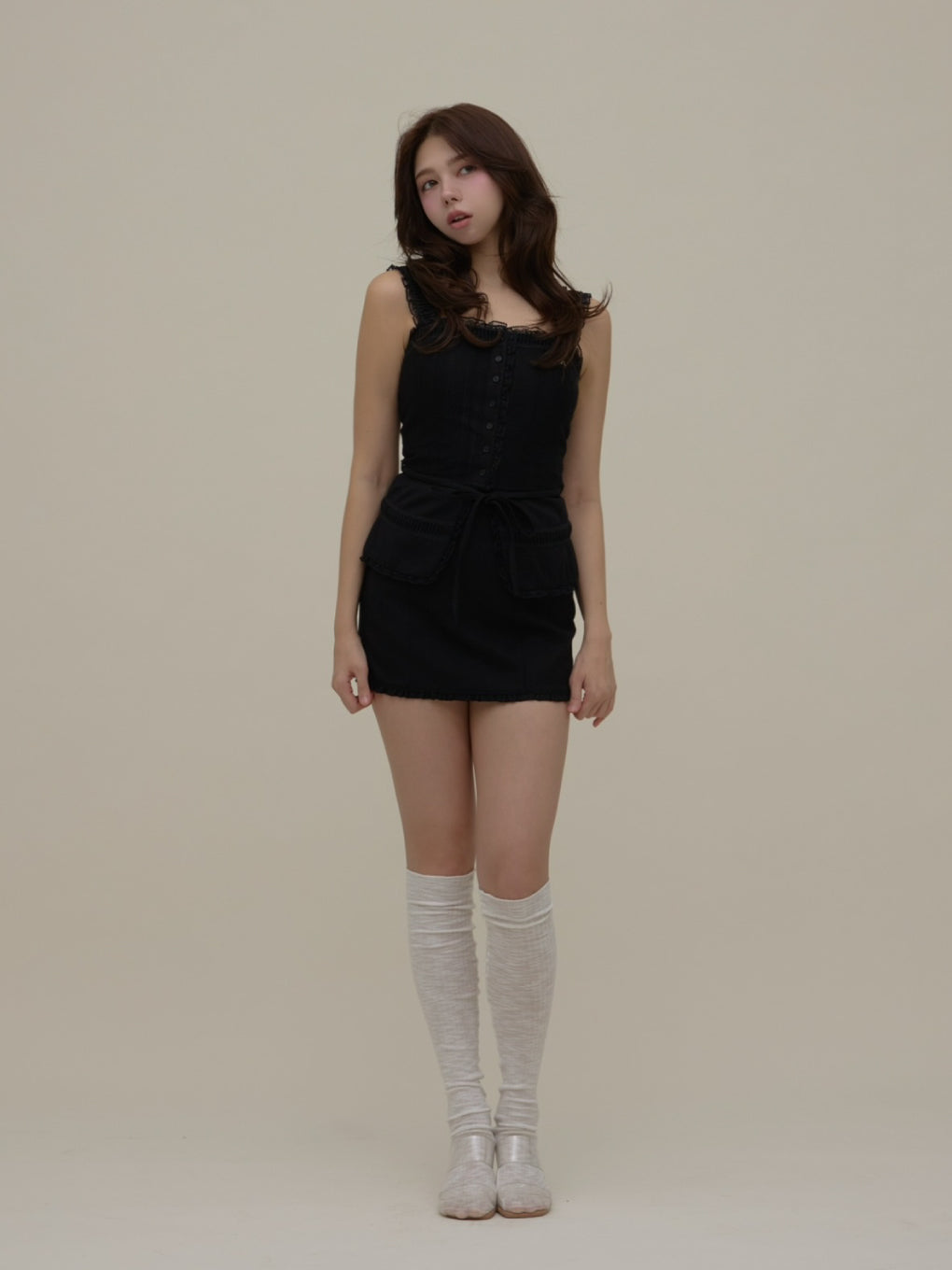 ワンピース andmary Katie lace frill set up black ANDMARY】Katie lace frill set up