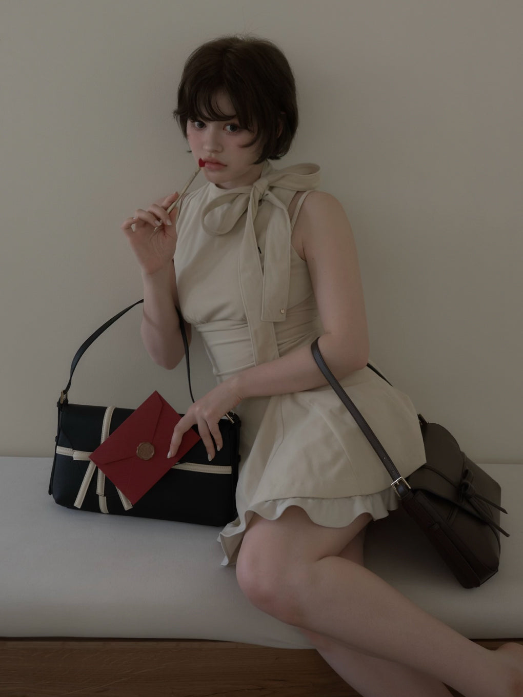 ANDMARY】Daisy velour mini dress