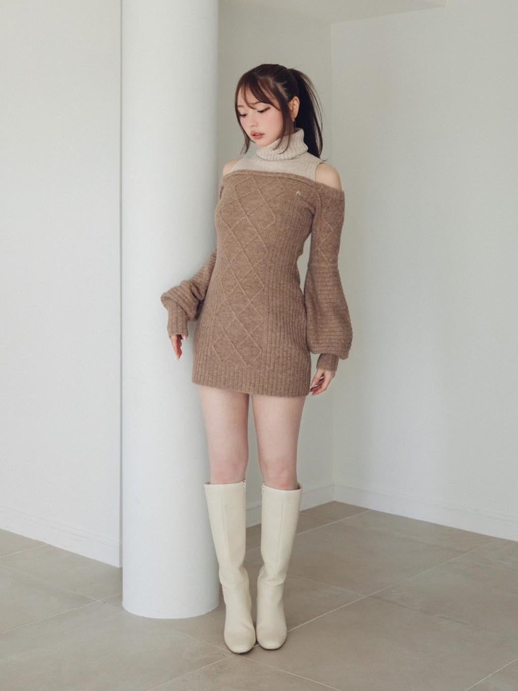 andmary  Cher knit mini dressモカ