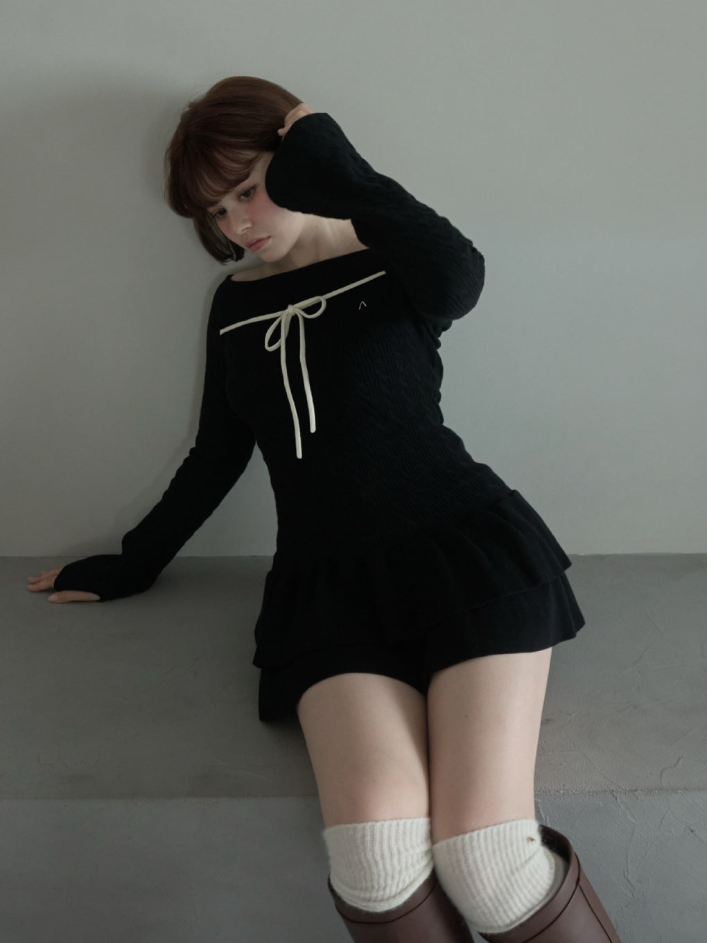 ANDMARY】Milky frill mini dress