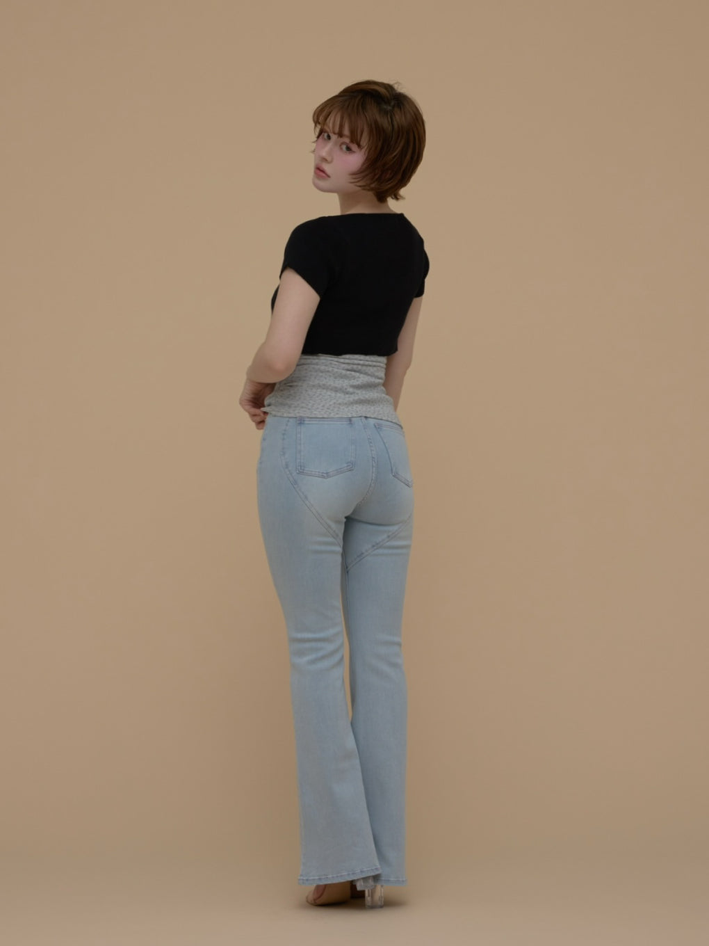 ANDMARY】Heart hip highwaist flare denim