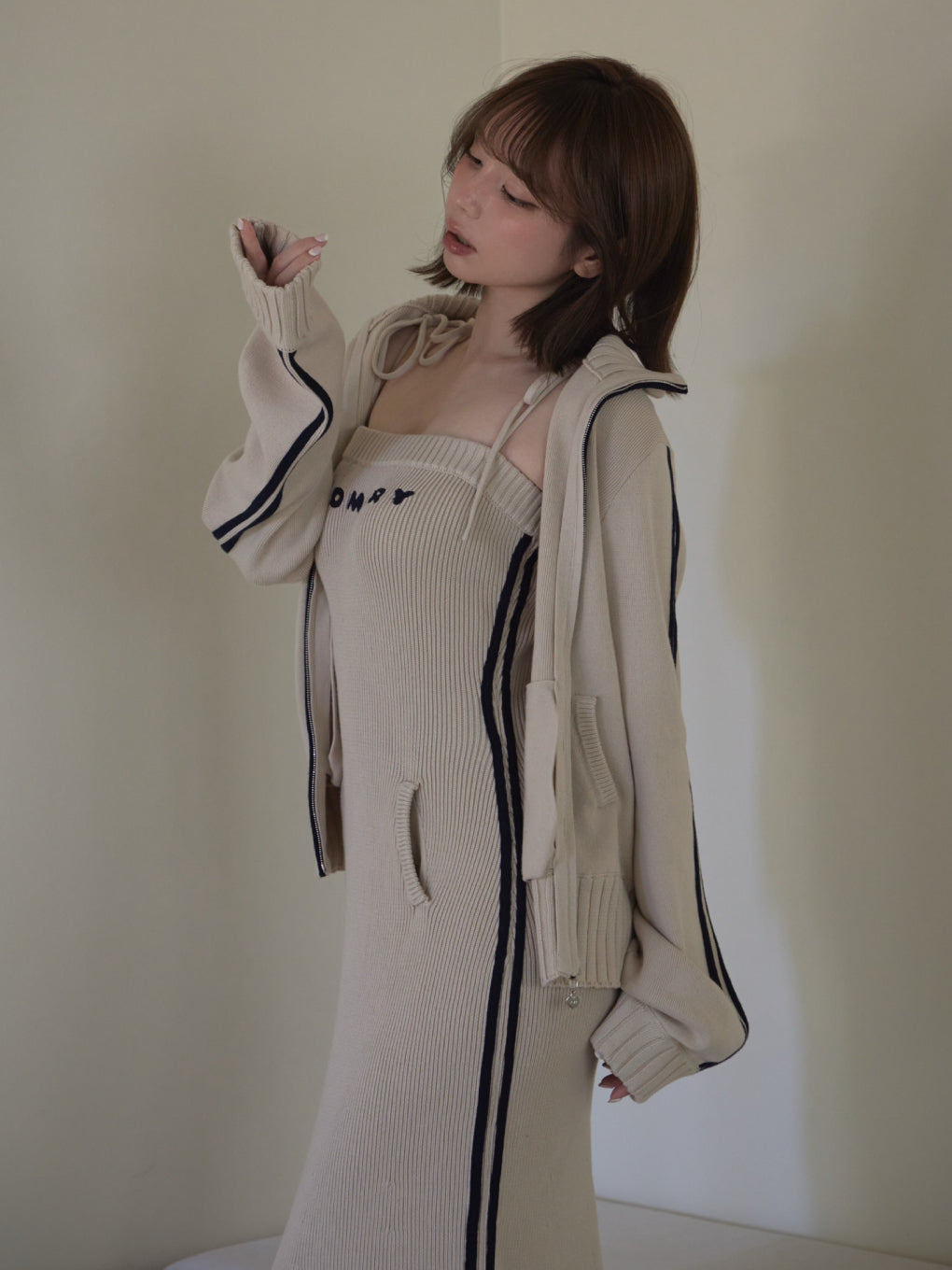 Zoe full zip set long dress