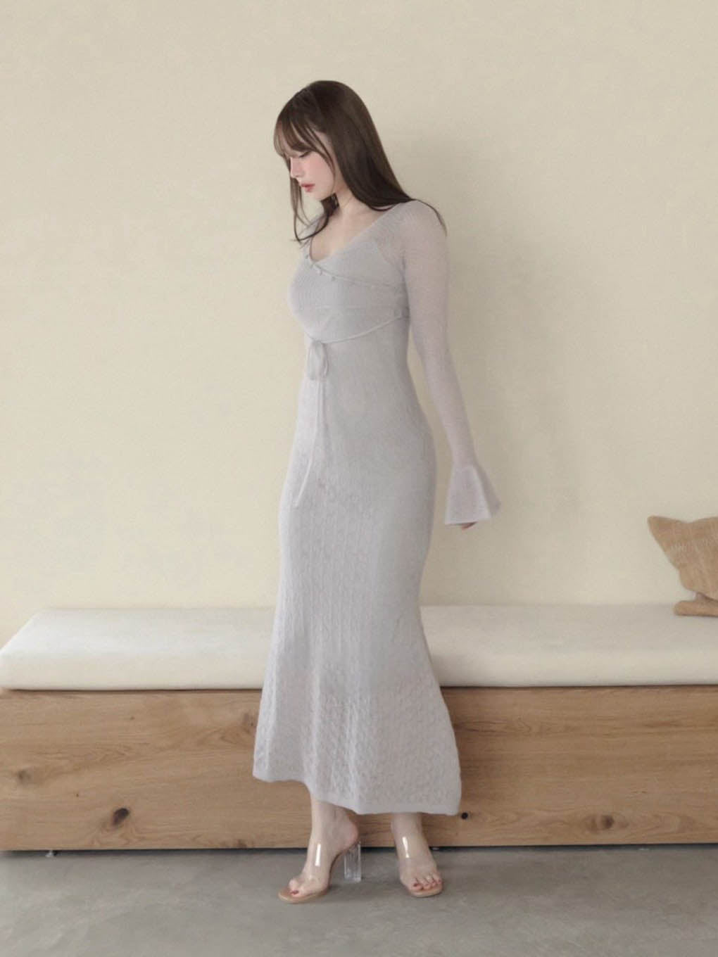 7,820円Bella seethrough knit dress