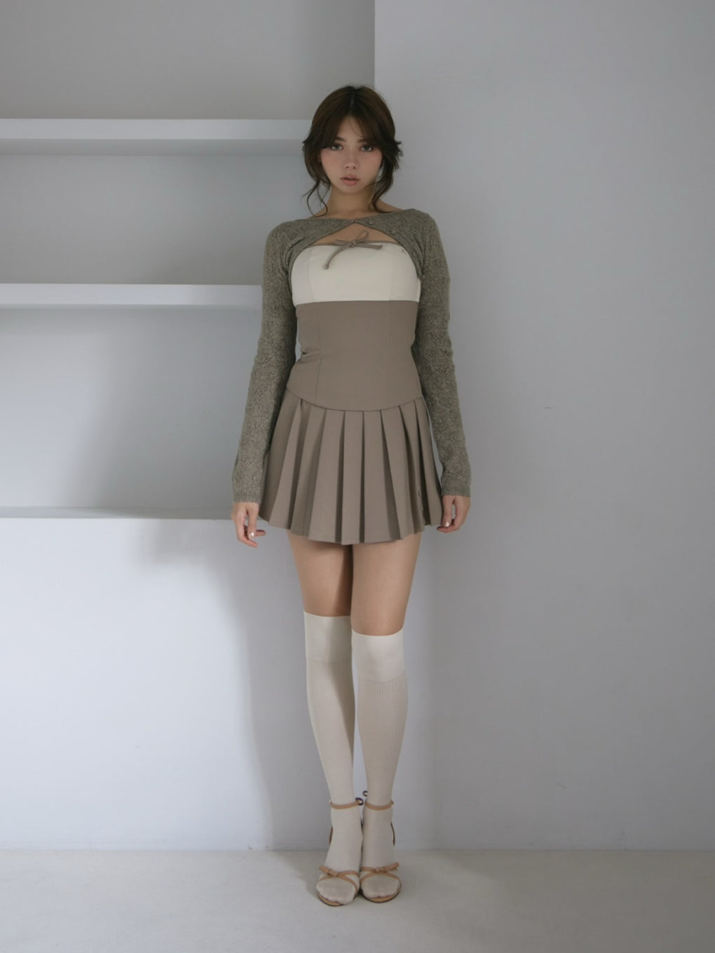 andmary Flora pleats set up brown アンドマリー ANDMARY】Flora pleats set up
