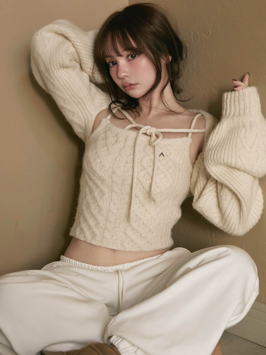 Heart cable knit set