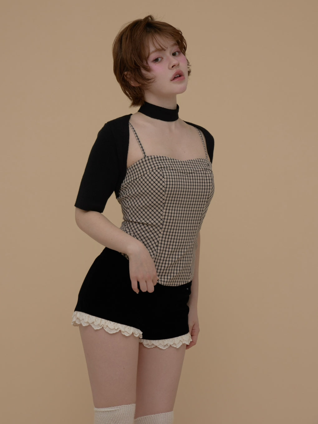 andmary 半袖 ANDMARY】Nancy check set tops
