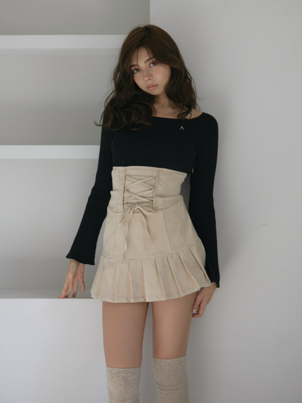 High waist velour mini dress