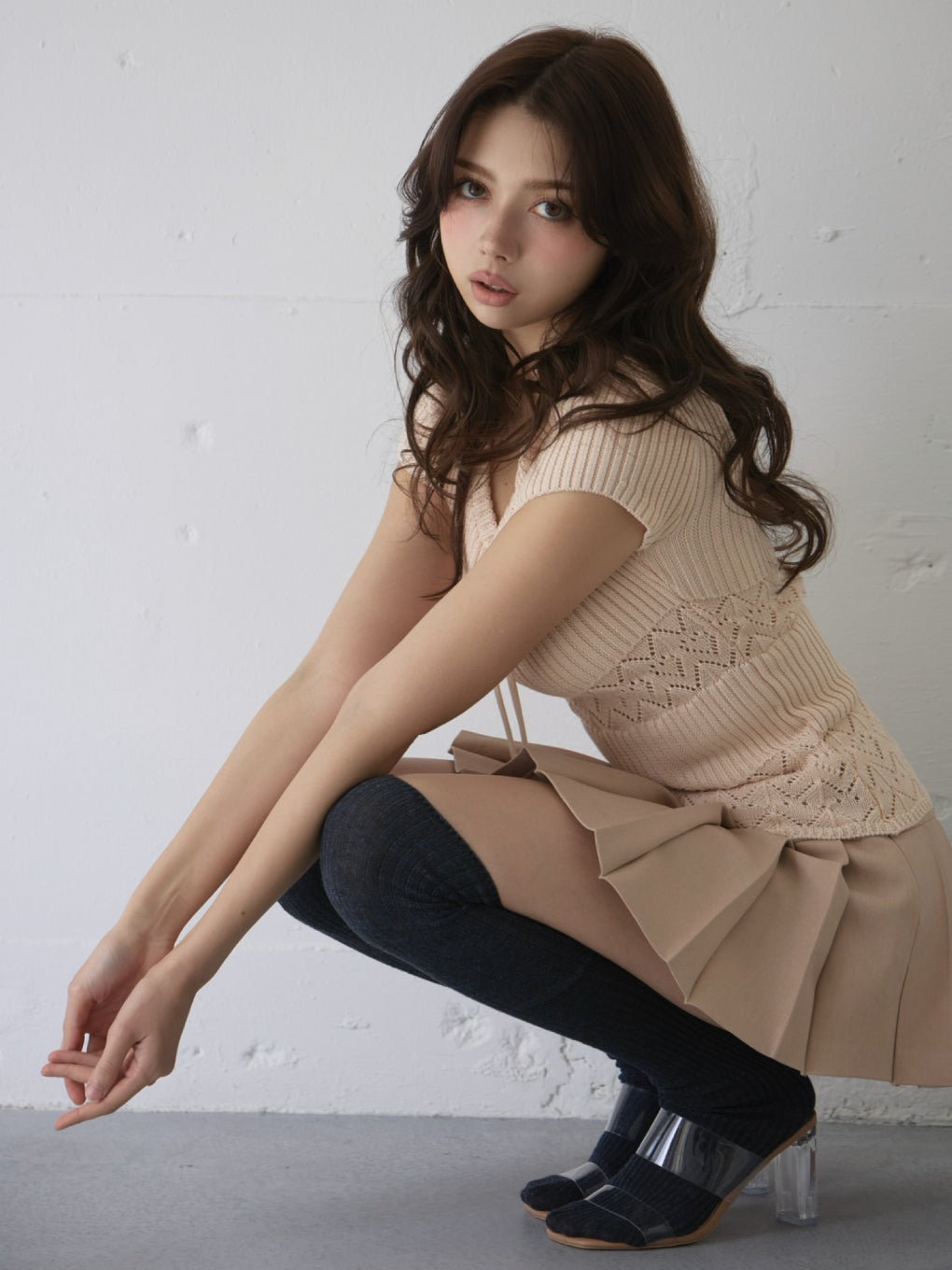 ANDMARY】Heart crochet knit tops