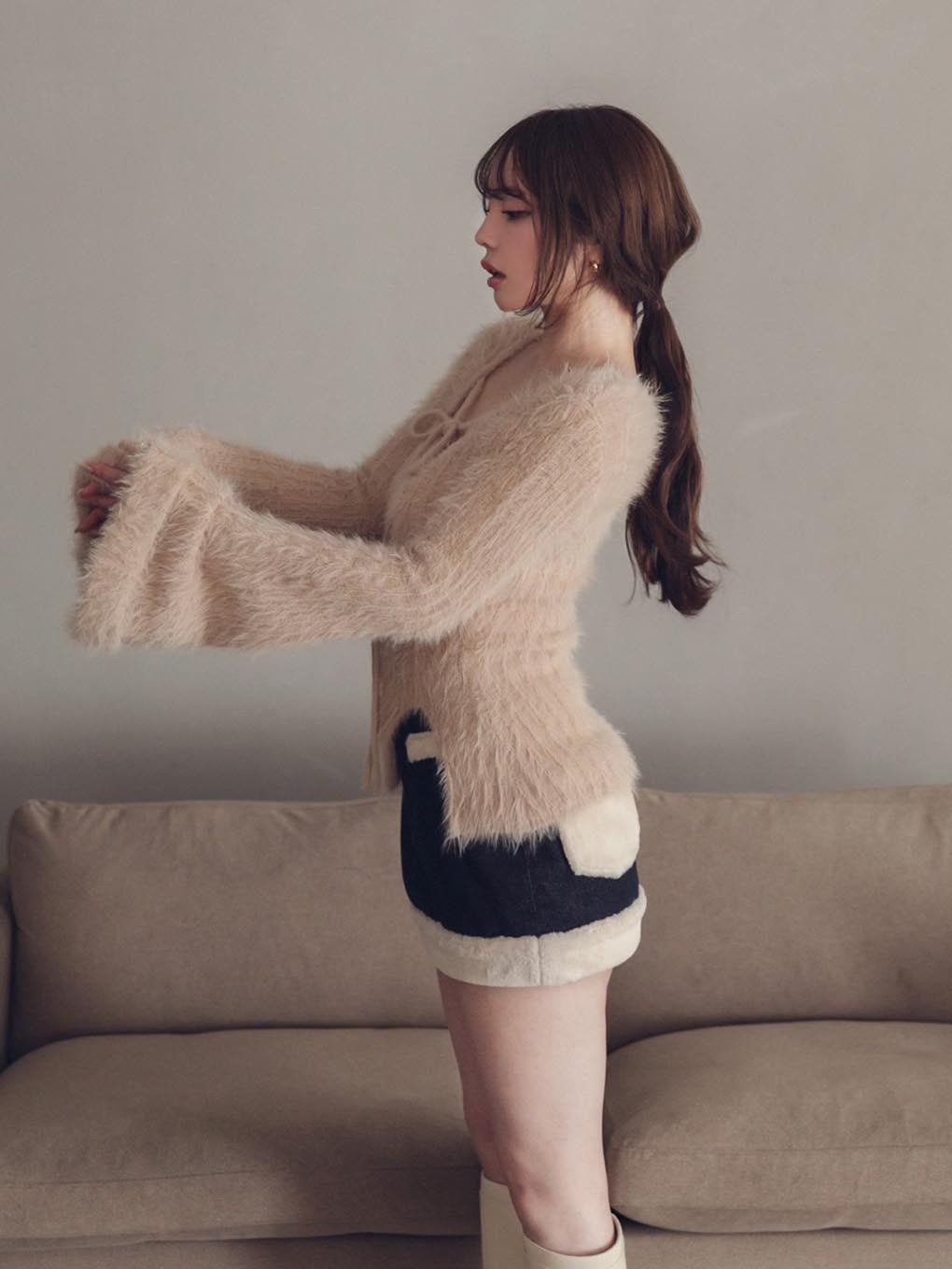ANDMARY】Fur pocket denim skirt