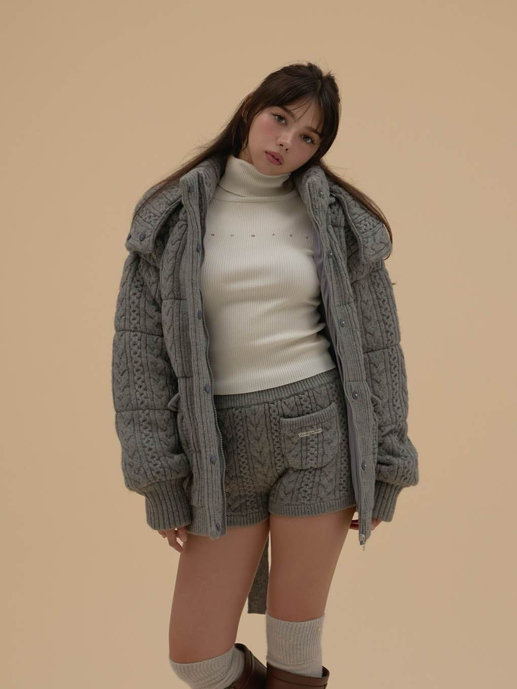 Mary quilting knit shape jacket