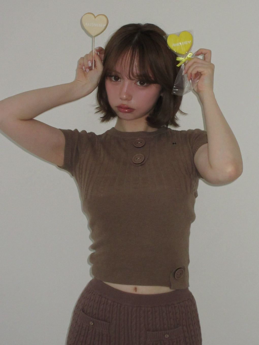 Brenda button knit tops