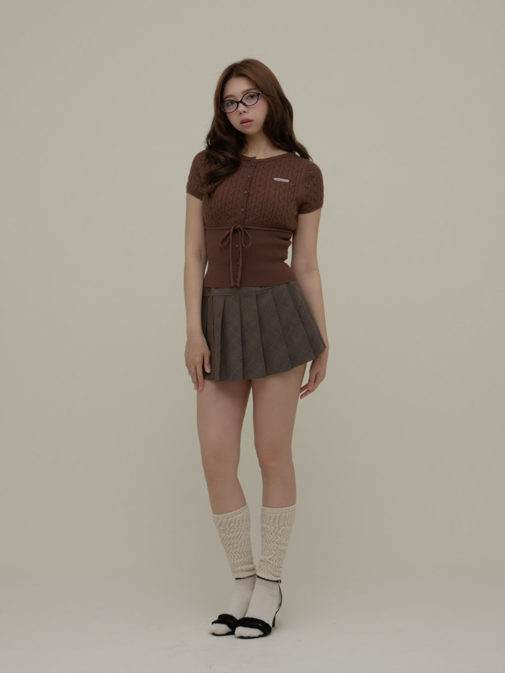 andmary Holly mini skirt ブラウン Mサイズ ANDMARY】Chloe check mini skirt