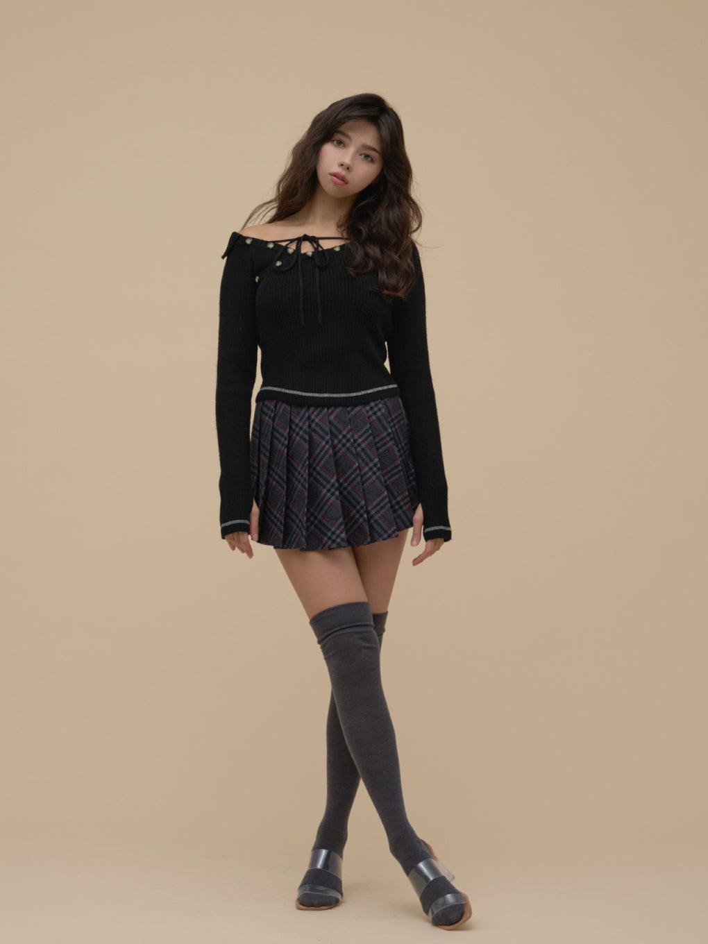 ANDMARY】Anita button knit tops