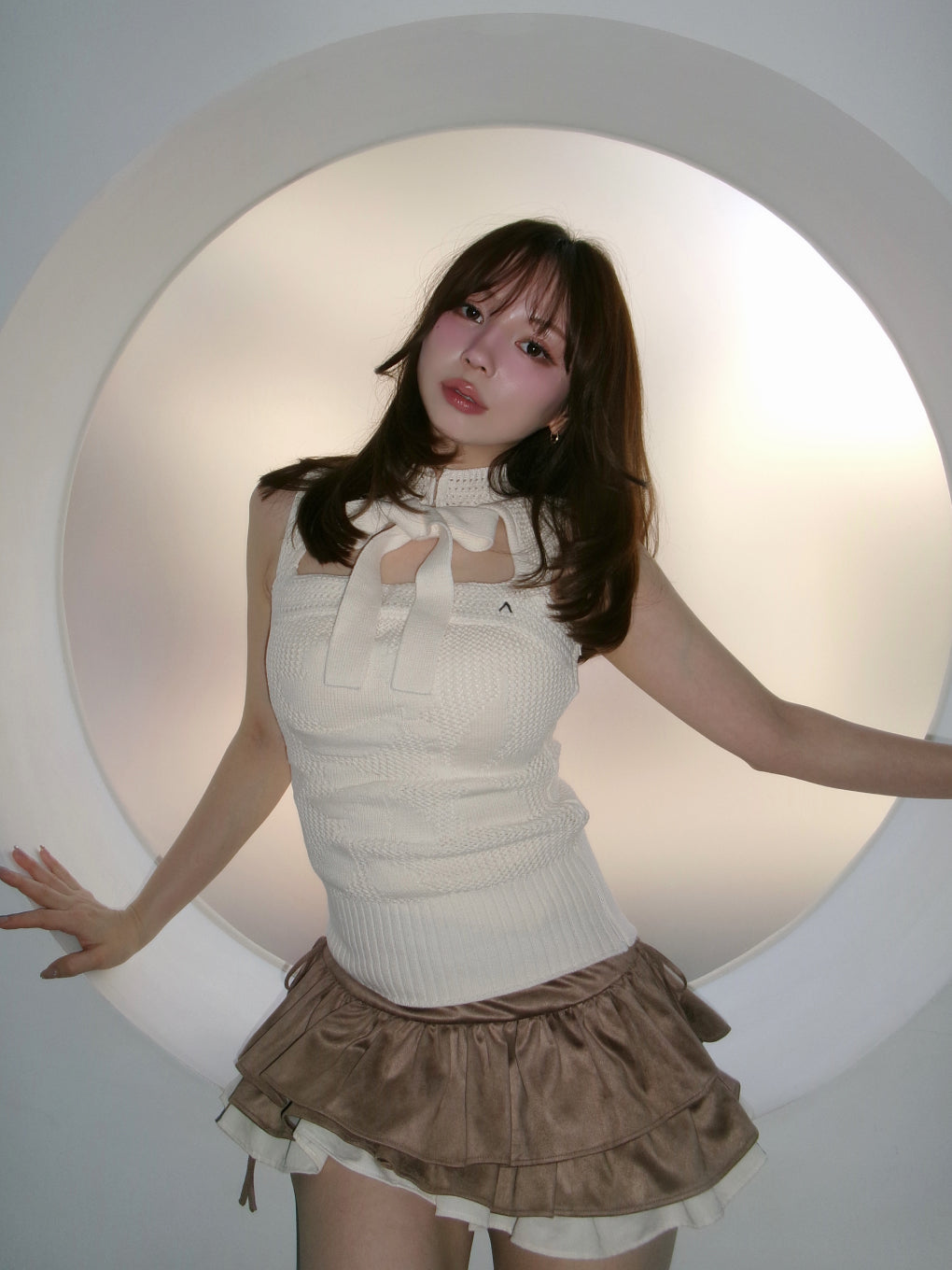 トップス andmary Violet ribbon tops white ANDMARY】Violet ribbon tops