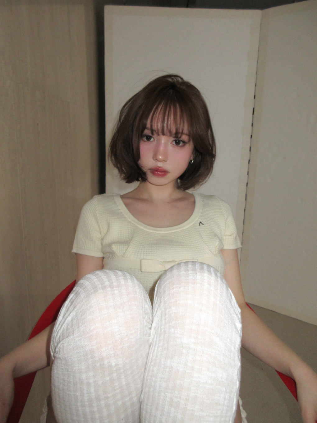 ANDMARY】Waffle ribbon tops