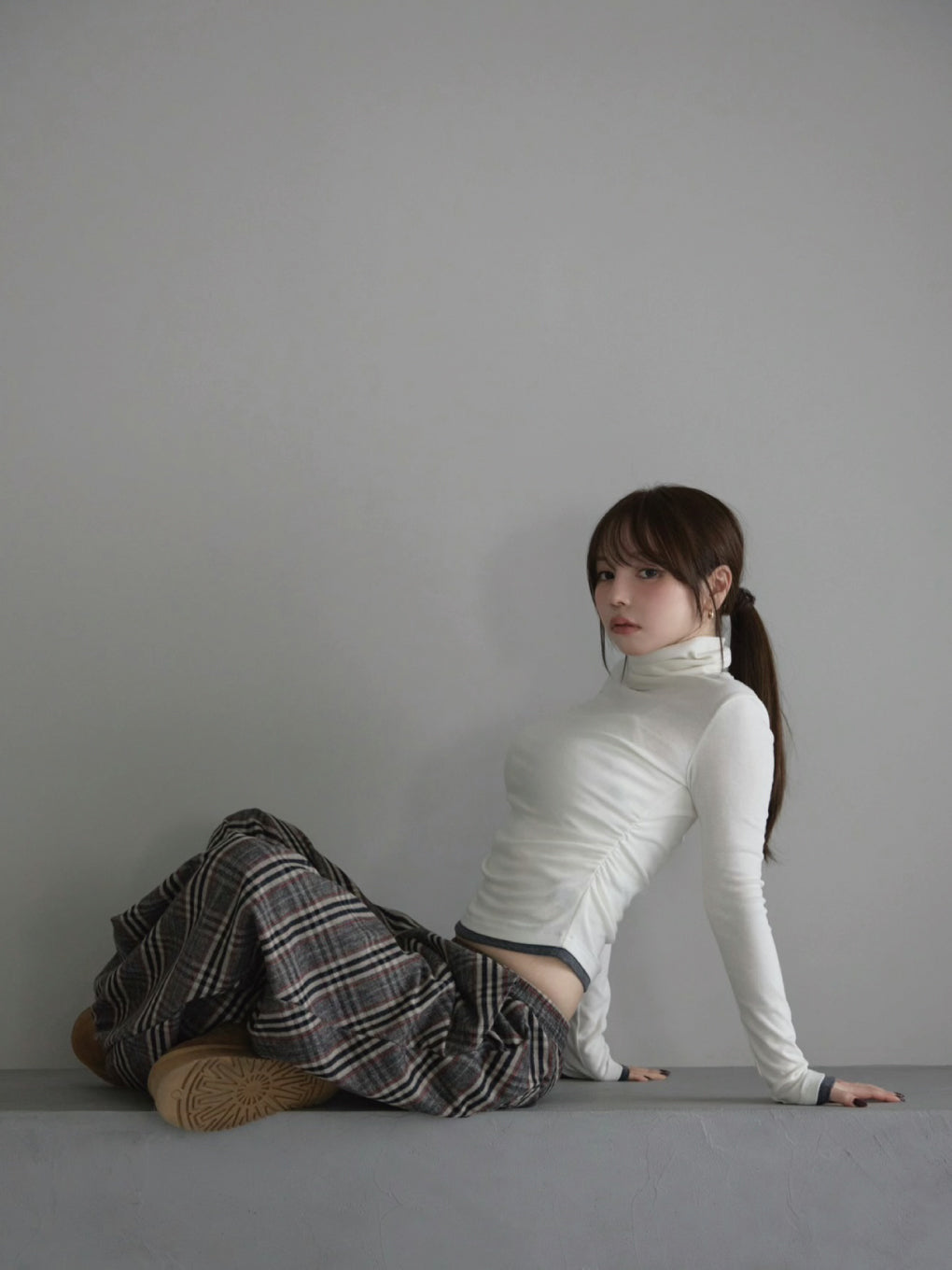 ANDMARY】Monica check loose pants