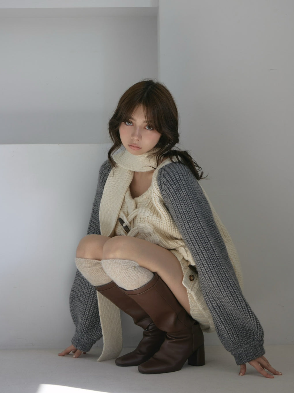 Loose raglan knit set up