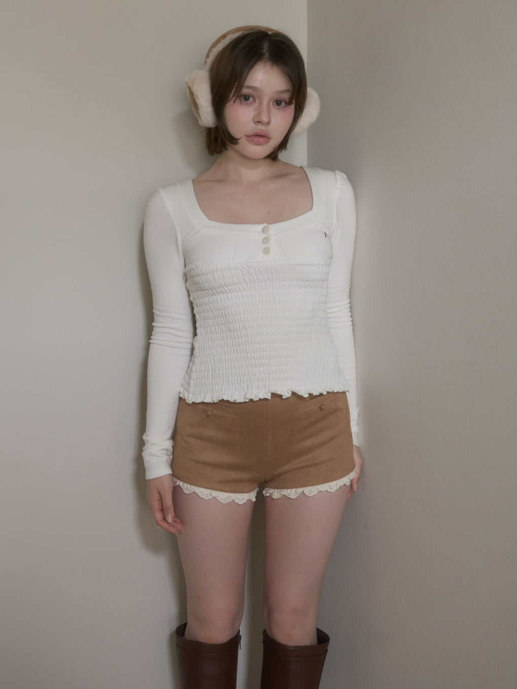 Suede mini pants