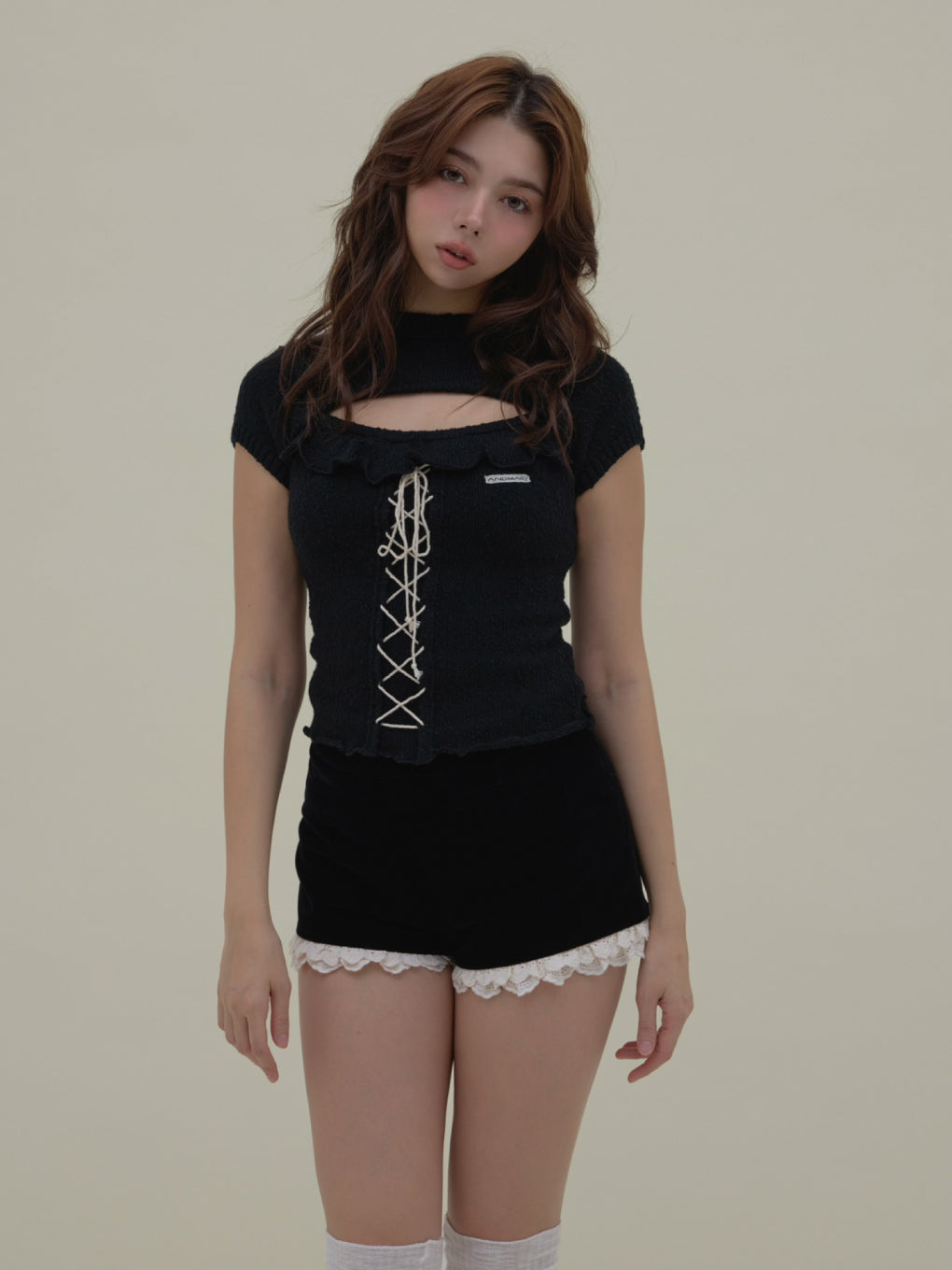 トップス Fleur frill knit tops ANDMARY】Fleur frill knit tops