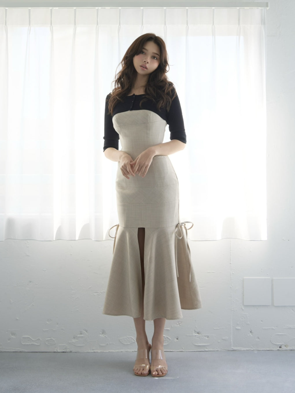 Lisa check long dress