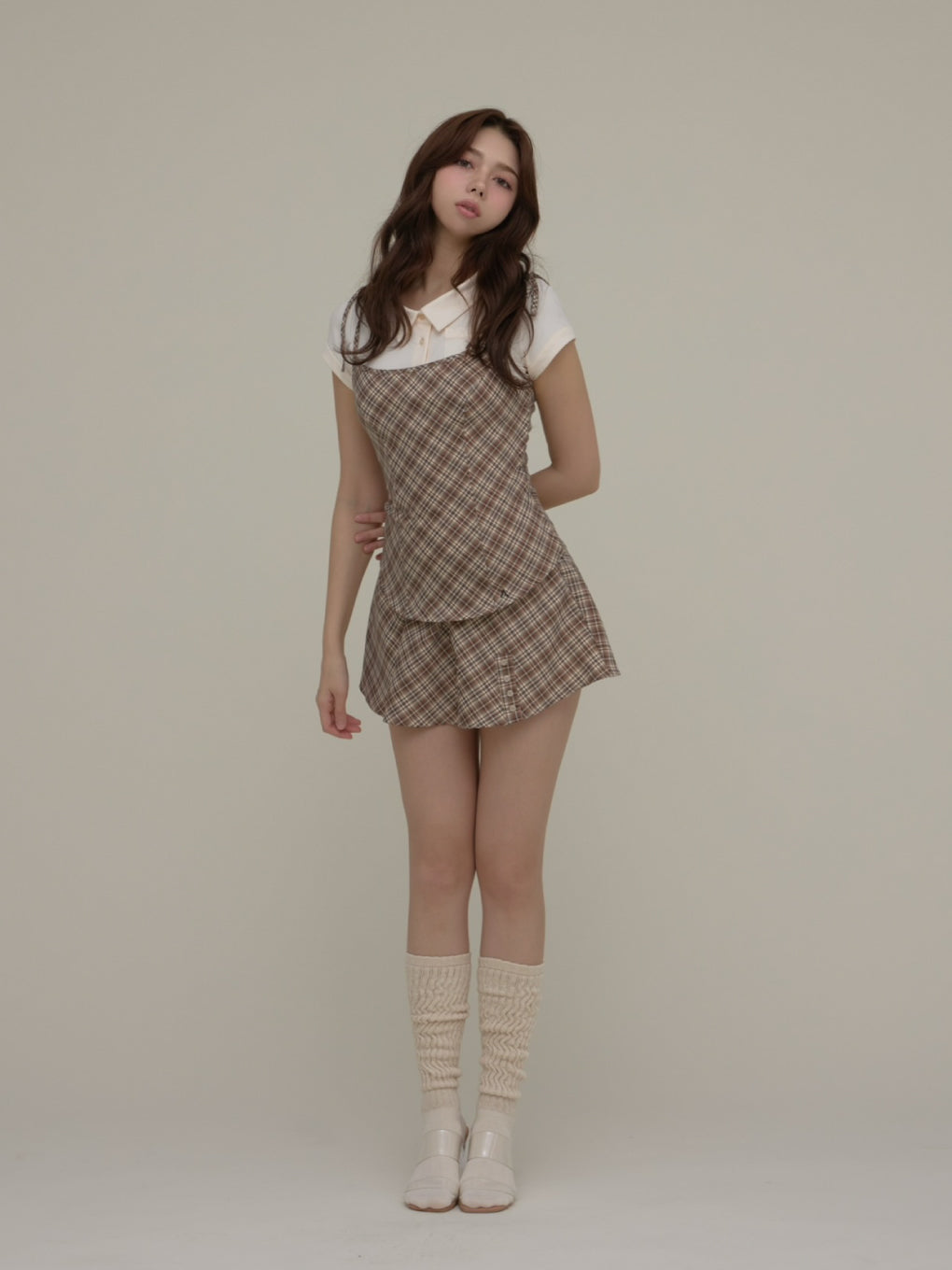 andmary Khy check set beige アンドマリー Khy check set color beige ¥17600-tax in 人気のandmaryらしい3種類の