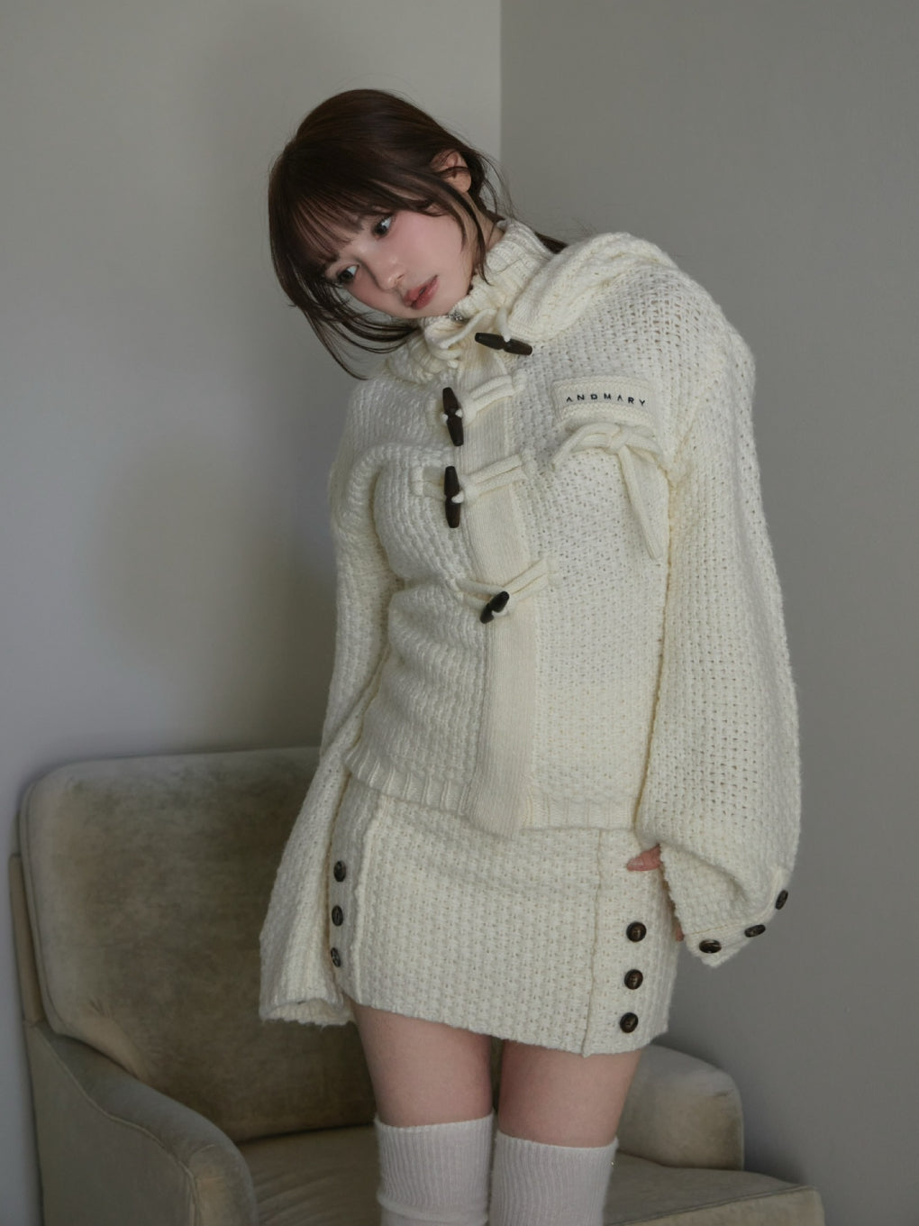ANDMARY】Cable knit jacket set up