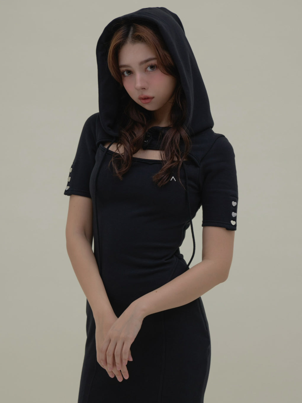 ANDMARY】Heart button slit dress