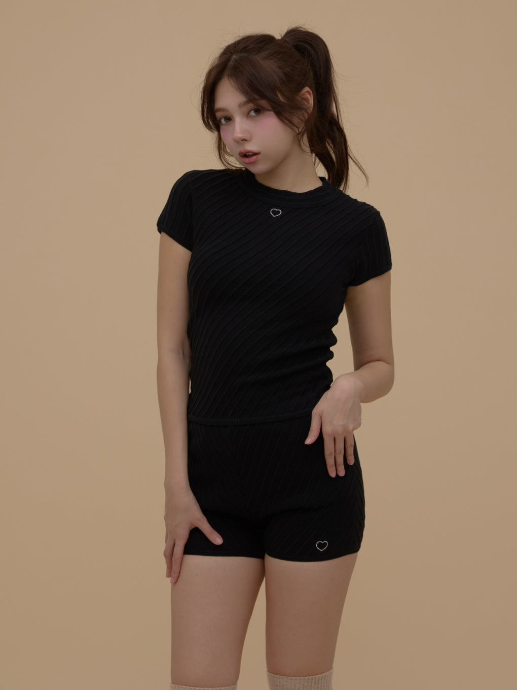 ANDMARY】Heart point knit set up