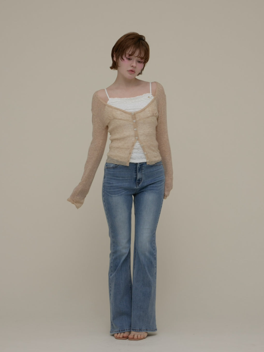 新品タグ付き ANDMARY Lauren frill tops gray ANDMARY】Lauren frill tops