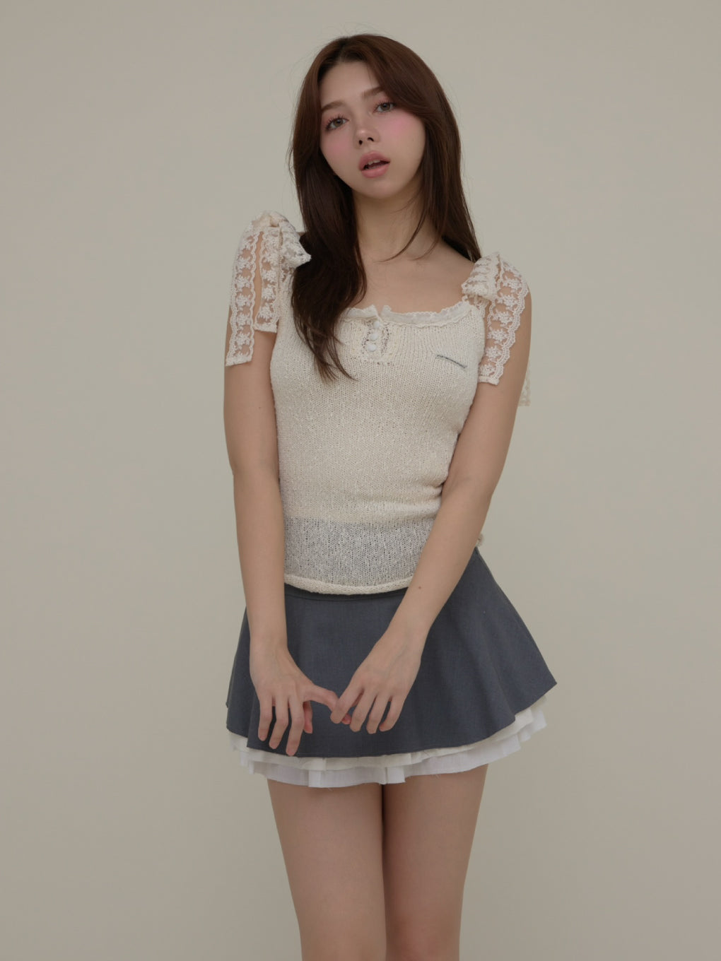 トップス Andmary Cotton ribbon tank ANDMARY】Cotton ribbon tank