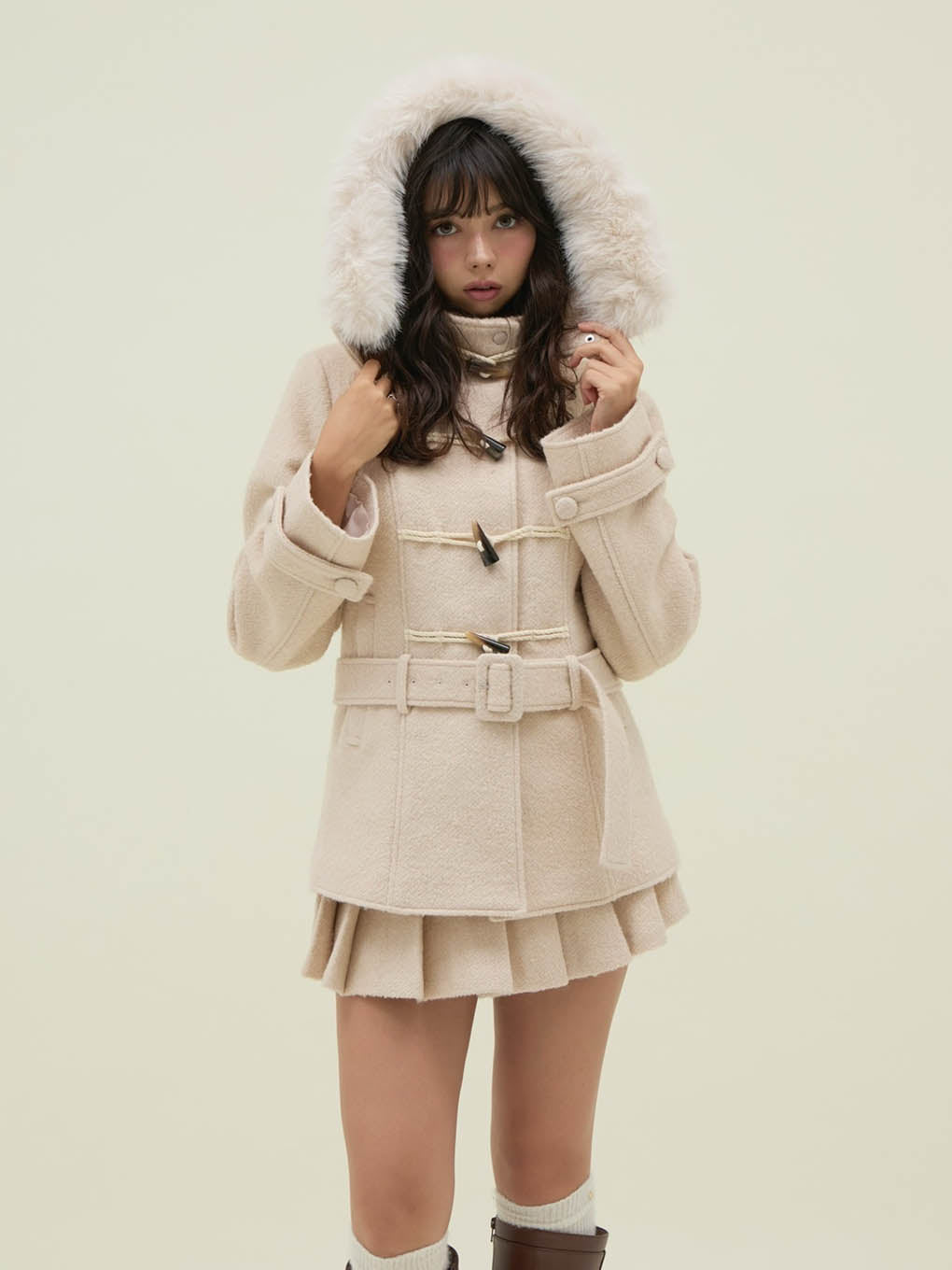 Nicole fur belt jacket