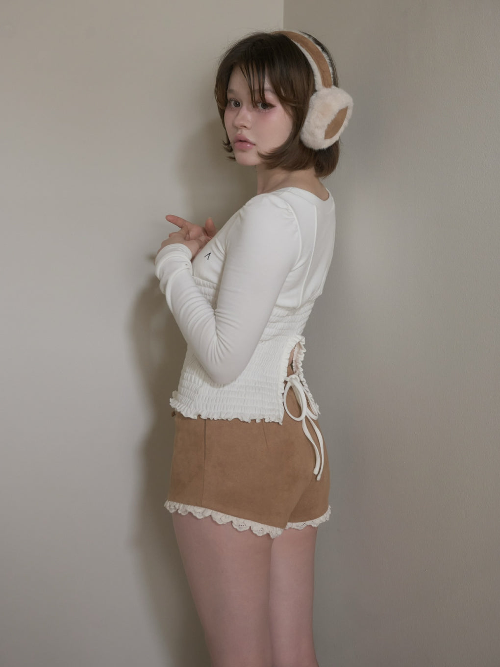 Suede mini pants