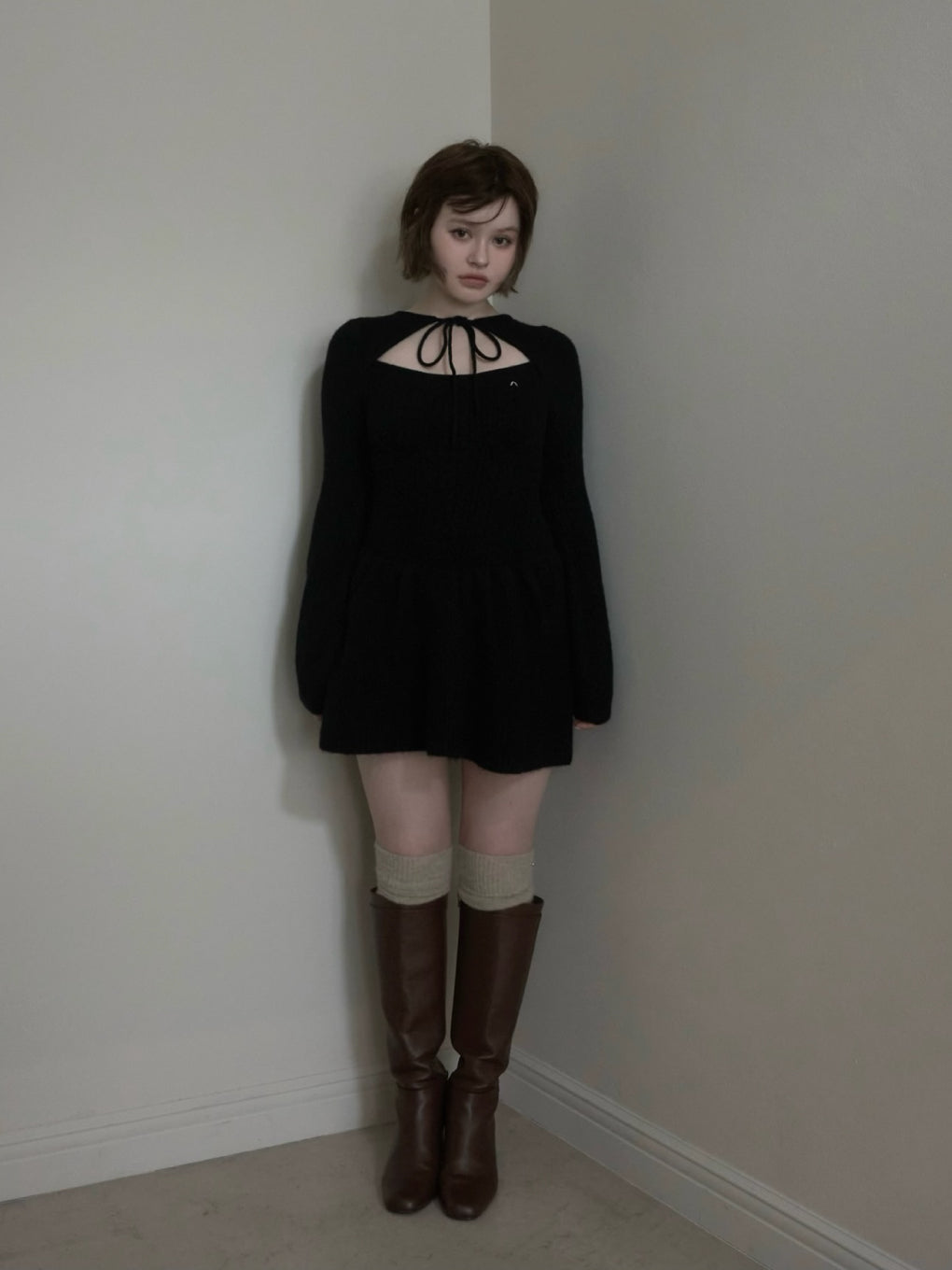 ANDMARY】Amy cable flare mini dress